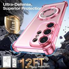 Kompatibel dengan Galaxy A123456789987654321 45G Casing Ponsel Transparan Magnetik Berlapis Elektroplating untuk Android Series [Versi Internasional Bukan Versi Lokal] Casing Ponsel Tahan Guncangan Kompatibel dengan S25/S24/S23/S22 Series/A Series/ Reno14/15.. Moto Pixel9/10 - Baby Pink - View 4
