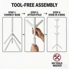 Freestanding 9-Hook Metal Stand Hangers,Sturdy And Durable, Easy To Assemble, Space-Saving,Entryway Furniture Storage Storage For Clothes, Hats, Bags, Etc Clothes Rack,Suitable For Homes, Offices, Boutiques, And Closet Organization. - trắng - Xem 10