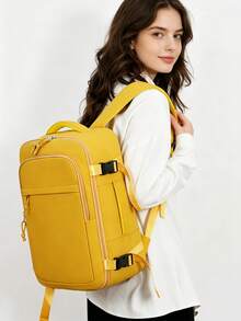 1pc Multi-Color Travel Laptop Backpack, Waterproof With Luggage Strap, Multi-Pocket Design, Suitable For Travel And Daily Use, Summer Essential - Multicolor - View 9