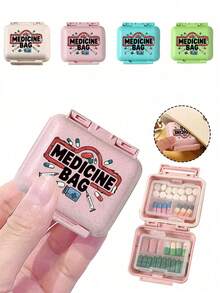 Mini 6-Compartment Portable Pill Box, Medicine Storage Box, Travel Pill Box, Printed With "My Pill Box" And Pill Pattern, 6-Compartment Small Pill Box, Sealed Pill Packaging Storage Box, 6-Day Weekly Pill Storage Box, Travel Essential Pill Box, Daily Vitamin Pill Box, Pocket Pill Box Storage Box, Exquisite Storage Box, Home Essential, Travel Essential - Multicolor - View 2