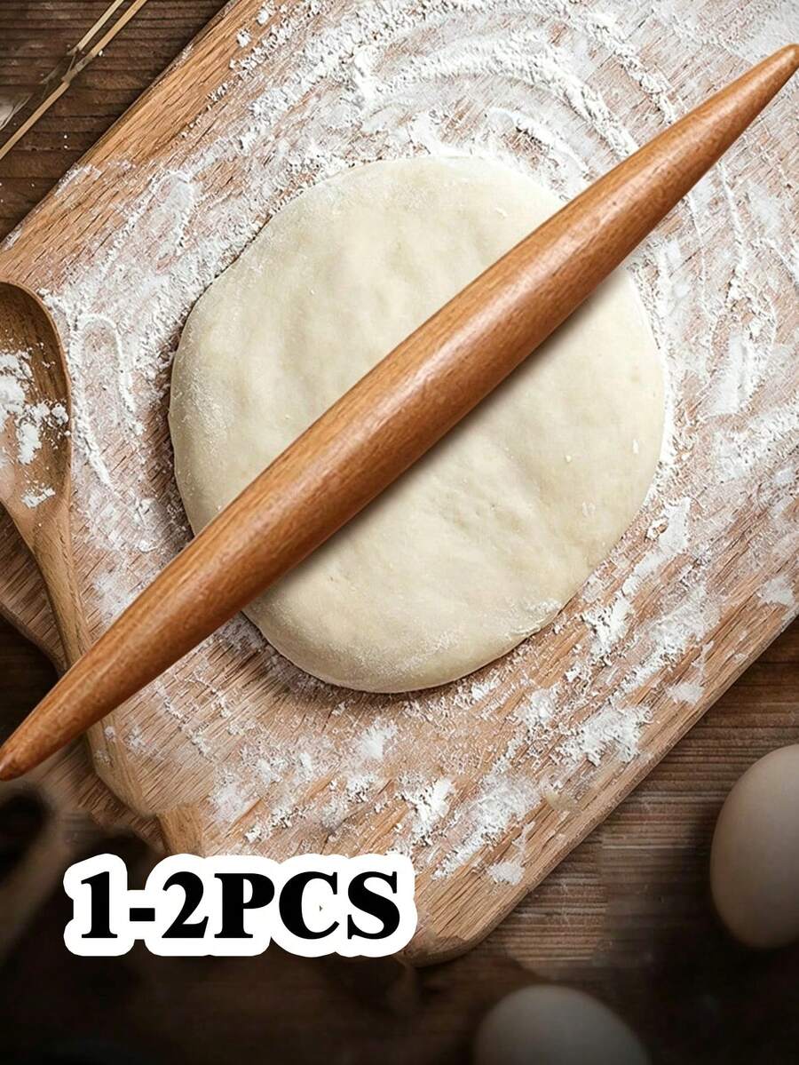 1-2個木製滾筒擀麵棍,現代廚房麵團滾筒,360度不黏,麵團滾筒,烘焙工具,不黏麵團,卡其色多功能廚房滾筒,適用於烘焙軟糖、披薩、派、糕點、麵條、麵團、餅乾、餃子等 - 彩色 - 查看 1
