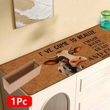 1pc, Home Decor, Funny Cow Pattern Print, Linen Kitchen Rug, Kitchen Mat, Floor Mat, Bathroom Mat, Door Mat, 3D Print Rectangular, Suitable For Living Room, Bedroom, Hallway, Bathroom, Laundry Room - Polyester Rug, Suitable For Indoor And Outdoor Home Decor - Multicolor - View 14