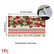 1pc, Home Decor, Strawberry Pattern Printed Table Skirt, Kitchen Small Curtain, Kitchen Cabinet Cover, With Curtain Holes, Easy To Hang, Rectangular, Machine Woven, Machine Washable, Kitchen Decoration And Accessories, Perfect For Kitchen Cabinets And Home Decor - Multicolor - View 13