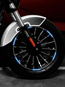 Car Motorcycle Wheel Hub PVC Reflective Warning Stickers Blue, Car Wheel Rim Reflective Stickers, Tire Warning Stickers, Creative, Motorcycle, Electric Vehicle, Sticker Decoration, Mountain Bike Reflective Wheel Striped Stickers, Suitable For Motorcycle Wheels, Cars, Bicycles, Bicycle Reflective Stickers, Decorative Stripes, Wheel Reflective Stickers, Enhance Night Visibility And Safety - Blue - View 5