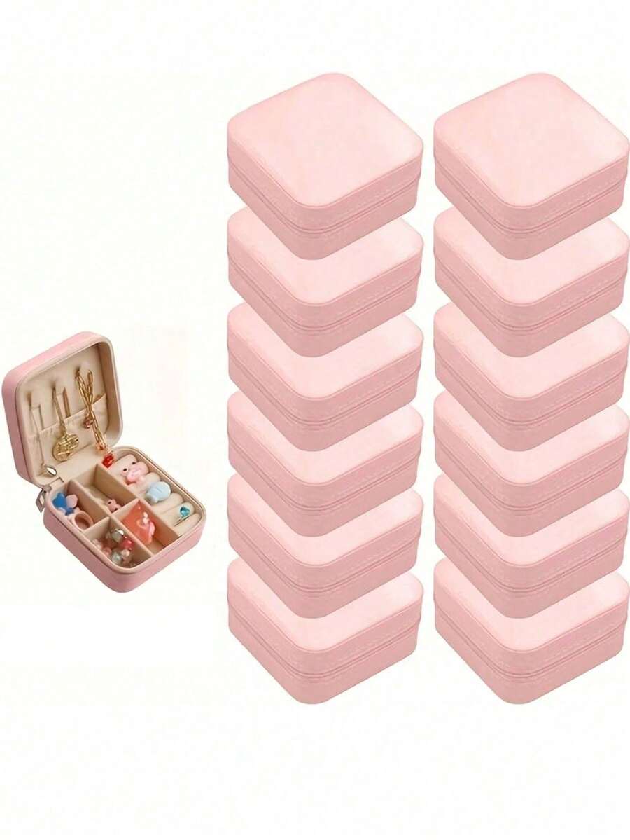 12pcs Leather Jewelry Storage Box, Portable Earring Organizer Box, Anti-Oxidation Jewelry Box, Multi-Function Ring Box, Scratch-Resistant Jewelry Display Box, Makeup Case, Ideal For Travel And Daily Use, Perfect Bridesmaid Proposal Gift Set, Suitable For Valentine's Day And New Year, Travel Essentials - Multicolor - View 1