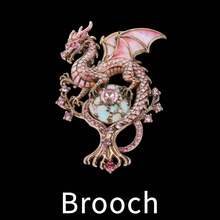 1/5 Vintage Enamel Dragon Brooch With Rhinestones, Flying Dragon Alloy Pin, Personalized Suit Coat Accessory - Style - View 4