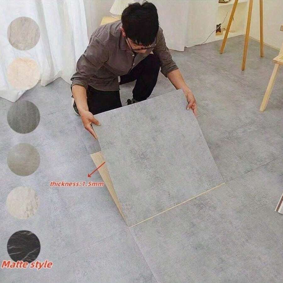 15/30片 霧面自黏地板貼、牆貼，SXP大理石紋乙烯基壁紙，撕貼式、可移除、防滑地板貼、防油、防水、防霉牆貼，家居裝飾、地板、牆面翻新 11.8in*11.8in