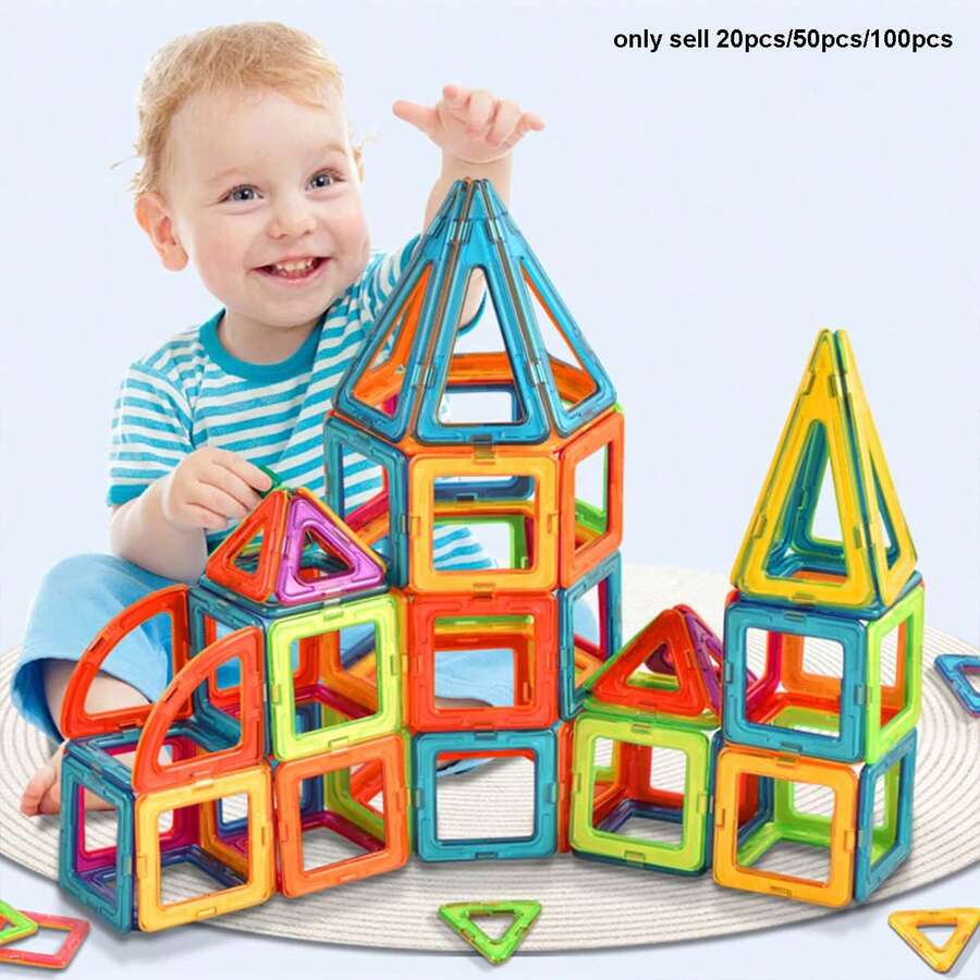20/50/100 件磁性积木 DIY 磁性瓷砖儿童玩具、设计师建筑套装、圣诞节、复活节礼物（随机颜色、中号）