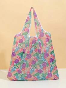 1pc Foldable Shopping Bag, Large Capacity, Creative Portable Printed Handheld Storage Bag, Fruit Pattern Fashionable Elegant Travel Organizer, Dopamine Girl Color Scheme, Thoughtful Gift For Relatives And Friends, Storage Bag - Multicolor - View 11