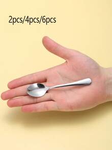 2/4/6pcs Stainless Steel 1010 Miniature 4.4in Pointed Coffee Stirring Spoons, For Home Gatherings, Desserts, Cafes, Restaurants, Outdoor Picnics, Buffets, Gifts - Silver - View 7