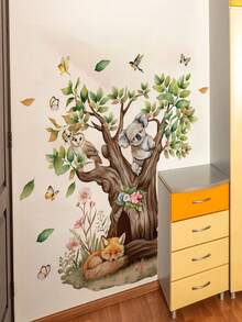 mama look 1pc, Multi-Size, Animal Forest, Wishing Bottle On Tree, Pine Tree, Brown Bear, Small Animals On Big Tree, Cute Little Deer, PVC Self-Adhesive Removable Wall Sticker, Suitable For Bedroom, Living Room, Study, Dining Room, Bathroom, Home Wall Decor, Room Decor, Etc. - Multiple Styles - View 14