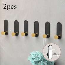 2pcs Heavy Duty Self-Adhesive Metal Wall Hooks - Easy Installation, No Drilling Required Towel Rack, Suitable For Bathroom And Kitchen - Waterproof Storage For Clothes, Hats, Keys, Christmas Decorations - Multicolor - View 11