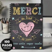 1pc French Version Teacher Appreciation Spiral Notebook Diary, Perfect Thank You Gift For Teachers And Educators, Ideal For Farewell Graduation, Journal, Daily Planner, Notepad - H - View 3