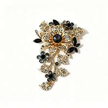 1pc Luxury Crystal Brooch, Flower And Tree Of Life Design, Fully Rhinestone, Vintage Court Elegant Style Women's Daily Outfit Decorative Brooch - Pink - View 7