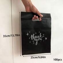 100个可重复使用的黑色塑料购物袋 - 非常适合用作感谢礼品、圣诞节、派对、商店和精品店包装 - 100pcs - 查看 10