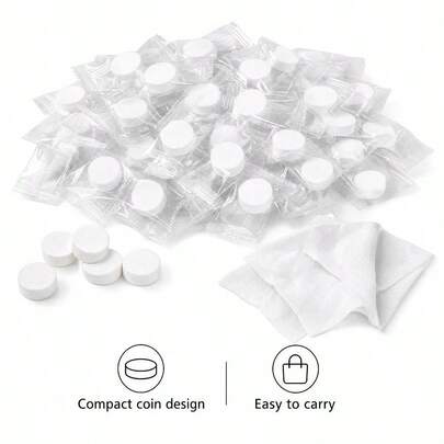 Disposable Compressed Face Towel, 50pcs Portable Lightweight Mini Compressed Bathroom Tissue, Face Towel, Washcloth And Hand Towel For Home, Restroom And Office Use, Travel Towels