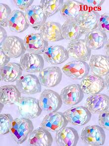 10 pièces de perles de cristal de verre facetté brillant de 10 mm x 8 mm en forme de fraise pour bracelet, boucle d'oreille, accessoires de DIY en cristal - cristal - Voir 10