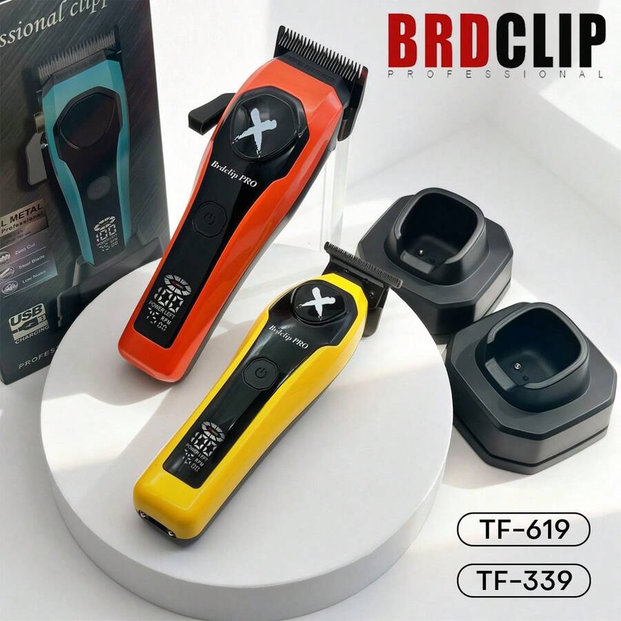BRDCLIP Professional Men's Haircut Kit, Adjustable Hair Trimmer, Precise Cutting Electric Hair Clipper With LCD Display, Salon Use TF-339+619