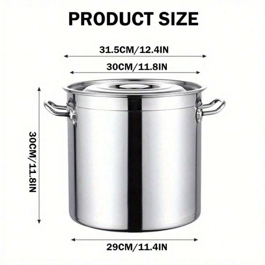5.28-Gallon Stainless Steel Milk Container, Large Soup Pot With A Lid, Suitable For Induction And Gas Stoves, Designed For Heat Insulation, Featuring A Thick Base For Durability, Easy To Clean, Perfect For Home Kitchens And Restaurants - View 1