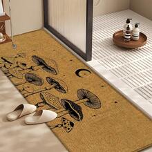 1 pieza, Decoración del hogar, Estampado de patrón de hongos, Alfombra de cocina de lino, Tapete de cocina, Tapete de piso, Tapete de baño, Tapete de puerta, Impresión 3D rectangular, Adecuado para sala de estar, dormitorio, pasillo, baño, lavandería - Alfombra de poliéster, Adecuado para decoración del hogar interior y exterior - Multicolor - Ver 2