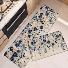 1pc Floral Linen Rubber Kitchen Mat, Bathroom Mat, Door Mat And 2D Printed Rectangular Rug, Suitable For Living Room, Bedroom, Hallway, Bathroom And Laundry Room, Suitable For Indoor And Outdoor Home Decor - Multicolor - View 6