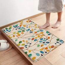 1 pieza Alfombra de cocina de lino con estampado floral bohemio y goma, alfombra antideslizante para baño, felpudo y alfombra rectangular con impresión 2D, adecuada para sala de estar, dormitorio, pasillo, baño y lavandería, adecuada para decoración del hogar interior y exterior - Multicolor - Ver 12
