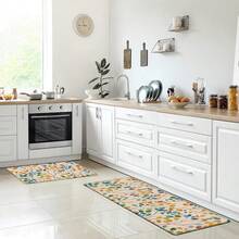 1 pieza Alfombra de cocina de lino con estampado floral bohemio y goma, alfombra antideslizante para baño, felpudo y alfombra rectangular con impresión 2D, adecuada para sala de estar, dormitorio, pasillo, baño y lavandería, adecuada para decoración del hogar interior y exterior - Multicolor - Ver 15