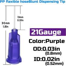 50pcs 21G Purple Tip Glue Dispensing Nozzles Nosed Needle Glue Applicator, Used Applying Industrial Liquids, Adhesives, Inks, Perfumes, All-Plastic PP Flexible Hose (50pcs 21G Purple) - A - View 3
