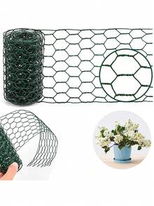 1 Roll Chicken Wire, 4/11.8 Inch Green Mesh, 0.6 Inch Hexagonal Galvanized PVC Coated Wire Fence, Suitable For Crafts, Poultry, Garden - Chicken Shredded Net - View 1