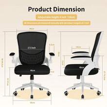 Ergonomic Mesh Office Chair With Flip Armrests And Lumbar Support - Black & White-premium - View 4