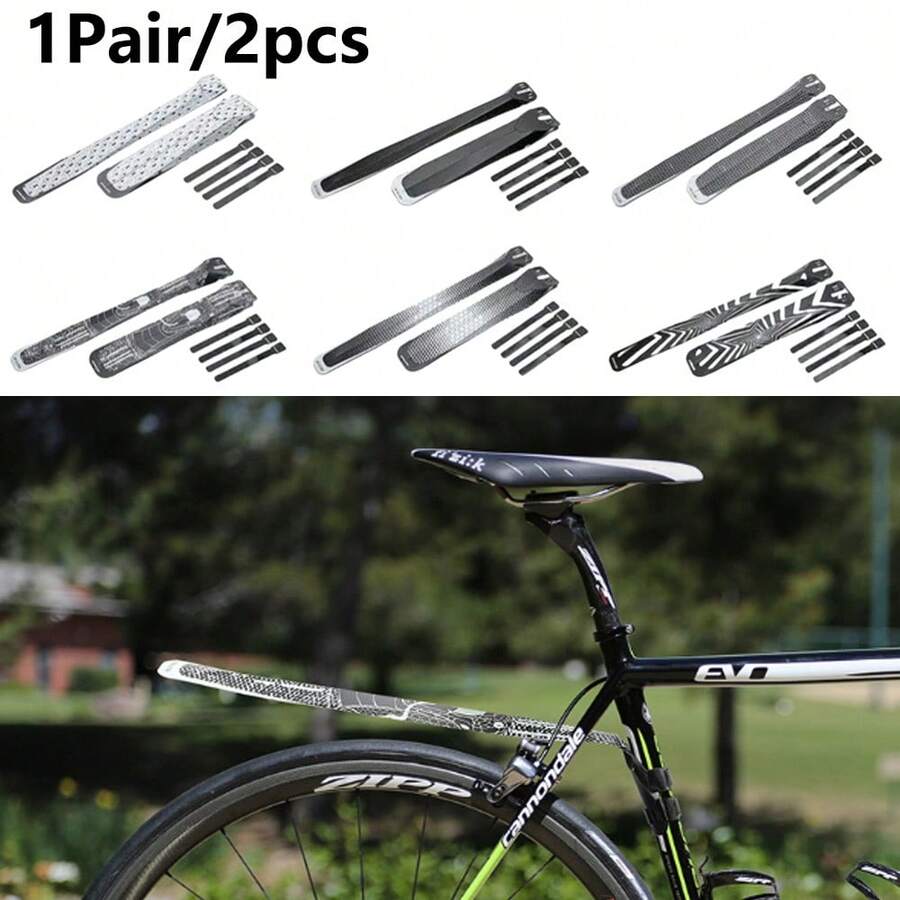 1 par/2 piezas Guardabarros de bicicleta para exteriores ENLEE, guardabarros extendidos duraderos de PPS para ruedas delanteras y traseras, diseño de instalación rápida, adecuado para bicicletas de montaña y de carretera, equipo de ciclismo, esencial para montar en días lluviosos - Multicolor - Ver 1