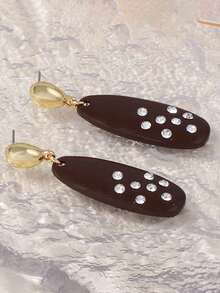 1 Pair Artistic Retro Minimalist Alloy Geometric Micro-Inlaid Rhinestone Elegant Versatile Daily Commute Women's Earrings - Artistic Retro Geometric Earrings - View 3