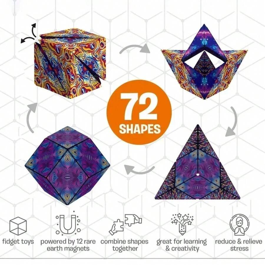 3D Dreamy Variable Magnetic Magic Cubes - Unlimited Flip Geometric Puzzle Game - Stress-Relieving Daydreaming - 深灰色 - 查看 1