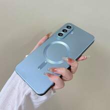 磁吸相容 Galaxy A57 A37 A56 A36 A27 A26 A16 A17 A06 A07 S25 FE S26 手機殼 [內建相機鏡頭保護蓋] 纖薄軟矽膠防震防摔金屬光澤軟殼，適用 S26 Ultra S25 Ultra S24 Ultra - 遠峰藍 - 查看 6