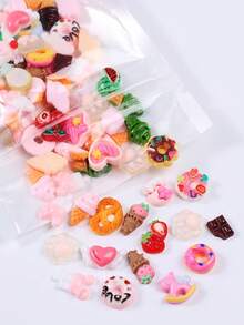 50pcs/1bag 3D Resin Fruit Dessert Cake Nail Art Decoration, DIY Nail Art Decoration, Nail Art Products, Home Salon Decoration Crafts, Nail Art Accessories Nail Art Gems Nail Charms - Multicolor - View 11