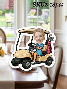 6/7/8/12/14/16/18/21/24 pièces Banderoles de fête thème golf personnalisées avec photo, Banderole photo de visage personnalisée, Plusieurs styles disponibles, Fournitures pour fête de golf et anniversaire, Parfait pour la sortie de golf/fête d'anniversaire des femmes, Décoration parfaite pour les passionnés de golf - Multicolore - Voir 20