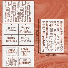 Multiple Happy Birthday Pattern Cake Stencil, PET Material Cake & Cookie Decoration Hollow Template, Cake Surface Printing Tool, Birthday Party Cake, Dessert, Cookie, Fondant Cake Hollow Decoration Template - White - View 3