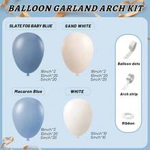 Kit de 149 piezas de arco de globos y guirnalda en azul empolvado, azul niebla de pizarra, azul macaron, blanco arena para decoraciones de cumpleaños, baby shower, boda, despedida de soltera y revelación de género - Multicolor - Ver 2