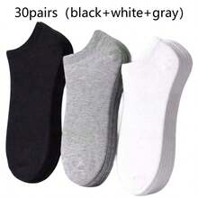 30/15/10/5/3/1 Pares de Calcetines Minimalistas de unicolor de Corte Bajo para Hombres, Transpirables y Absorbentes de Humedad, Calcetines Invisibles, Adecuados para Todas las Estaciones - Multicolor - Ver 9