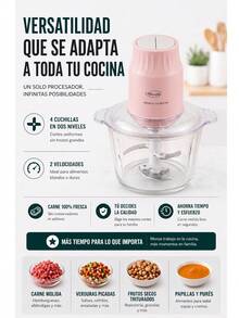 3L Crystal Food Processor, Elegant Chopper - Pink - View 4