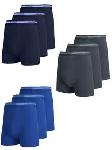Navy x3 - Charcoal x3 - Medium Blue x3