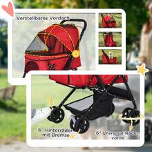 Oxford Red Dog Stroller, 76.5 X 52 X 95 Cm, For Small Dogs And Cats. - 紅色 - 查看 3