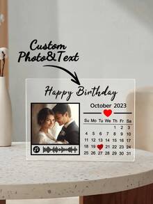 1pc Customized Calendar Acrylic Plaque - Personalized Acrylic Plaque, Customizable With Photos, Anniversary Dates, Made Of Premium Acrylic Material. Perfect Gift For Boyfriend, Couple, Couples, And Graduate. Suitable For Birthday, Graduation Ceremony, Wedding Anniversary, And Romantic Occasions, Also An Ideal Choice For Customized Gifts, Personalized Gifts, And Gifts For Boyfriend - Multicolor - View 3