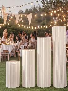 1/3/4pcs - Elegant White Paper Tube Display Stand | Foldable Roman Column Style Paper Tube - Suitable For Christmas, Halloween, Birthday Party, Holiday, Wedding Centerpiece, Party Decor And Paper Vase Combination | Minimalist Design, Event Styling, Holiday Decor, Romantic Theme, Durable Structure, Handmade Appearance, Multi-Functional Decor, Suitable For Event Planners And Home Decorators - Roman Columns - View 2