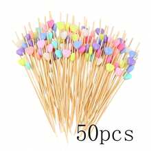 200 piezas/100 piezas/50 piezas/20 piezas/5 piezas Pinchos de bambú, aptos para barbacoas al aire libre, picnics, postres, hamburguesas, cócteles, fiestas, etc., cocina, regalo navideño, artículos escolares - Multicolor - Ver 14