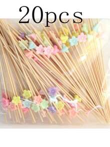 200 piezas/100 piezas/50 piezas/20 piezas/5 piezas Pinchos de bambú, aptos para barbacoas al aire libre, picnics, postres, hamburguesas, cócteles, fiestas, etc., cocina, regalo navideño, artículos escolares - Multicolor - Ver 22