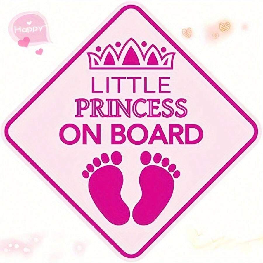 1/3/5 Pcs Stickers For Cars, Little Princess On Board, Princess Car Logo, Princess Car Window Decal, Adorable Pink Stickers For Girls(A/B Available) - Multicolor - View 1