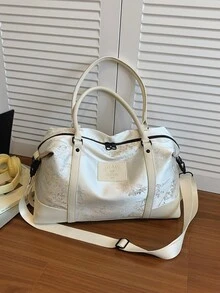 Nueva bolsa de viaje de moda unicolor diseño minimalista de nicho con lentejuelas elegante popular y cool adecuada para viajes cortos fitness con compartimento independiente para zapatos gra - Gris - Ver 5