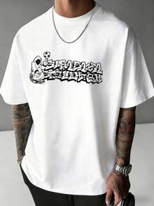 Unisex T-Shirt, 100% Cotton, Regular Fit, With Graphic Print, Short Sleeves, Casual Style, Summer Streetwear, Urban Style, Printed Top, Vintage Fashion, Soft And Breathable. - 青碧色 - 查看 2