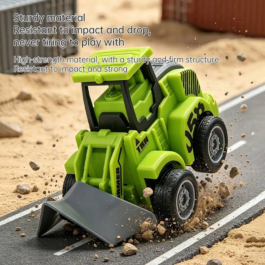 迷你兒童挖掘機推土機玩具車，按壓滑行車，慣性工程車玩具，挖掘機壓路機鑽孔推土機，逼真農用車模型，傾卸車鬆土車運輸車原木抓取器，靈活關節，多個可更換頭部，適合3歲以上男孩女孩，兒童玩具節日禮物，開學禮物